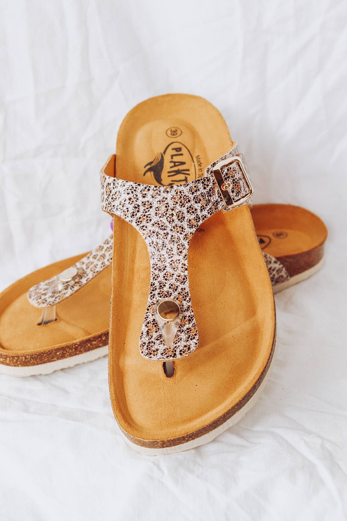 LEOPARD PRINT LEATHER SLIDE