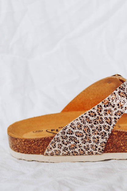 LEOPARD PRINT LEATHER SLIDE