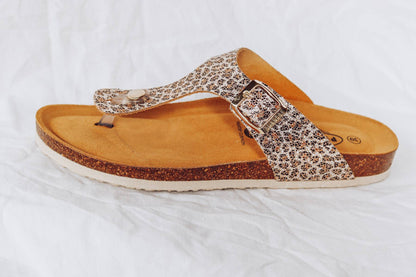 LEOPARD PRINT LEATHER SLIDE