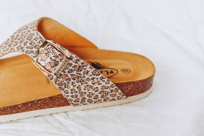 LEOPARD PRINT LEATHER SLIDE