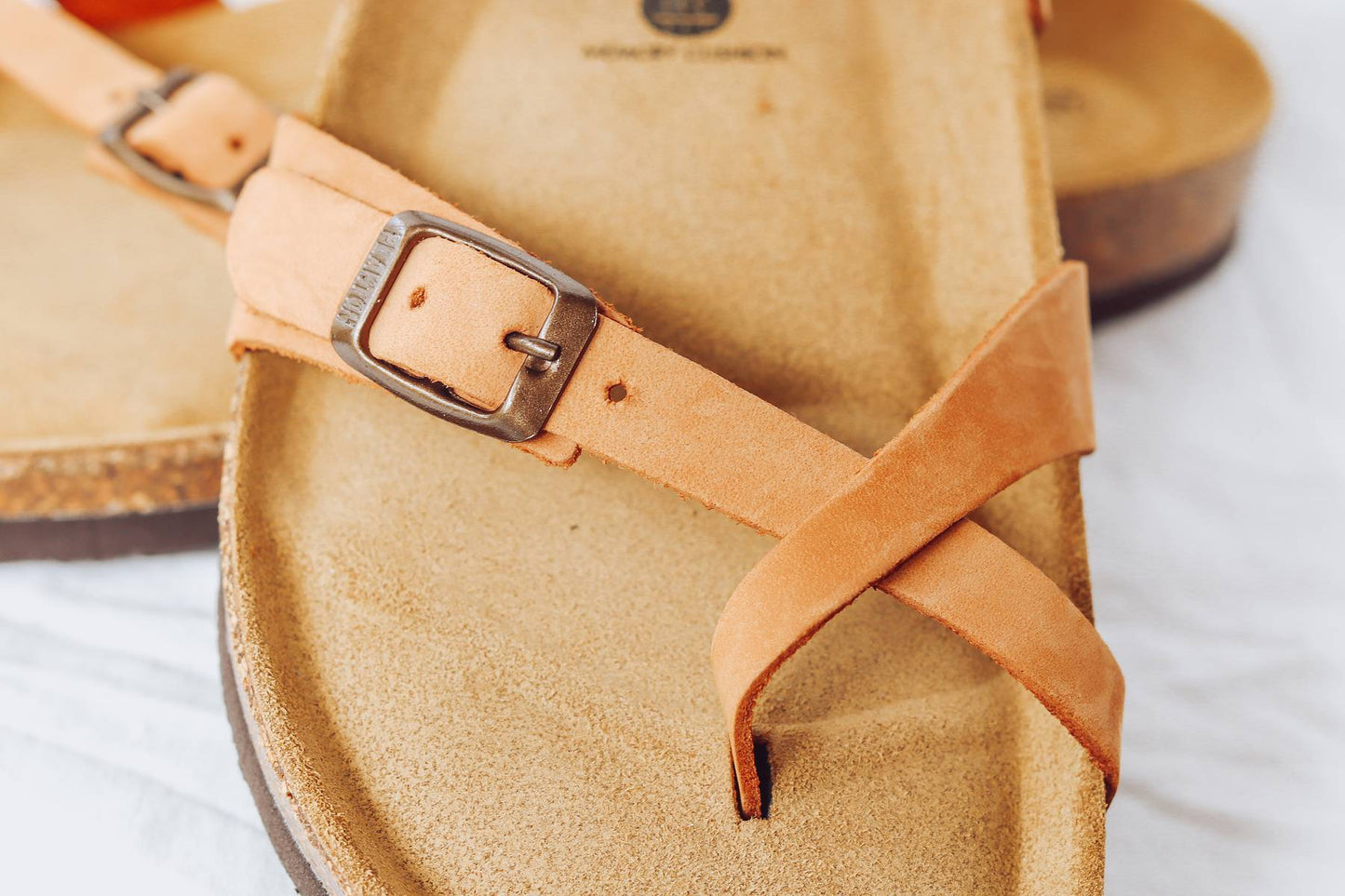 TAN LEATHER CASUAL SLIDE