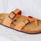 TAN LEATHER CASUAL SLIDE