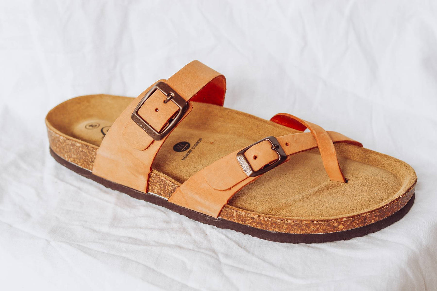 TAN LEATHER CASUAL SLIDE