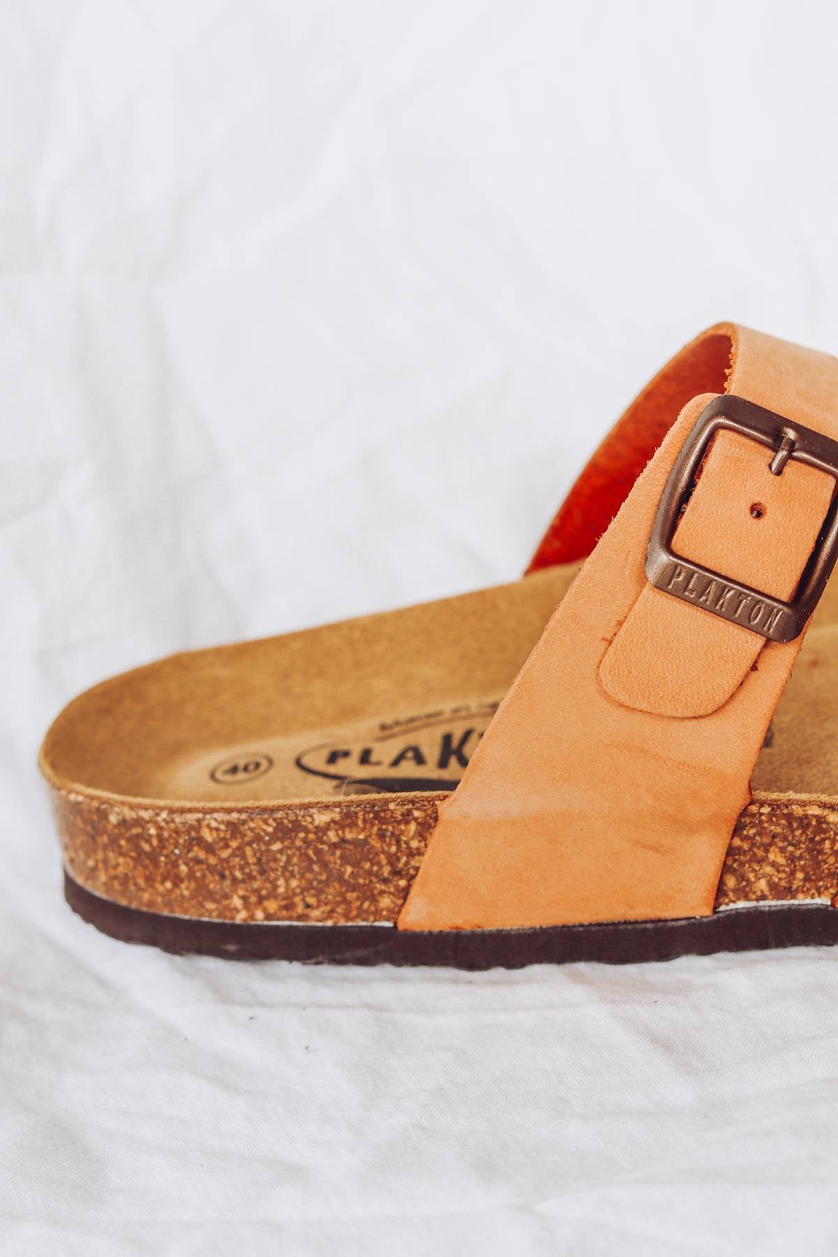 TAN LEATHER CASUAL SLIDE