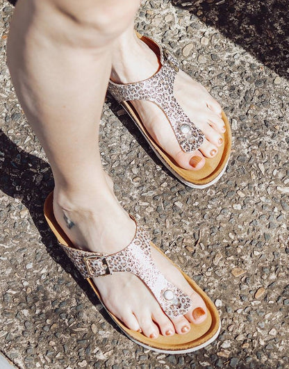 LEOPARD PRINT LEATHER SLIDE